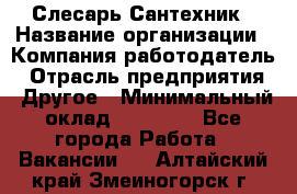 Слесарь-Сантехник › Название организации ­ Компания-работодатель › Отрасль предприятия ­ Другое › Минимальный оклад ­ 25 000 - Все города Работа » Вакансии   . Алтайский край,Змеиногорск г.